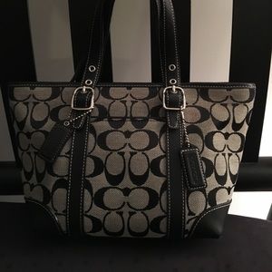 Coach Signature Satchel Black and Gray